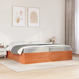 vidaXL Bed met matras massief grenenhout wasbruin 200x200 cm