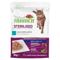 24 x 85 g Natural Trainer Adult Gesterilised Kabeljauw Natvoer voor katten