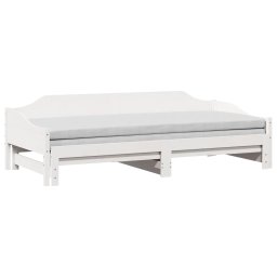 vidaXL Slaapbank met onderschuifbed 90x200 cm massief grenenhout wit
