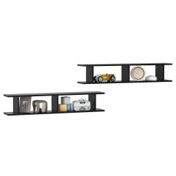 vidaXL Wandschappen 2 st 105x18x20 cm bewerkt hout zwart
