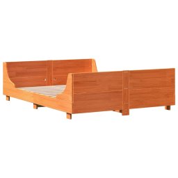vidaXL Bed met matras massief grenenhout wasbruin 140x190 cm