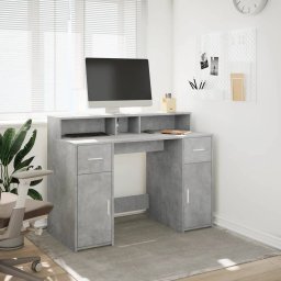 vidaXL Bureau met LED-verlichting 120x55x91 cm bewerkt hout betongrijs