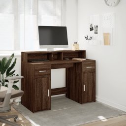 vidaXL Bureau met LED-verlichting 120x55x91 cm hout bruin eikenkleurig