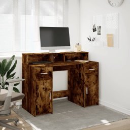 vidaXL Bureau met LED-verlichting 120x55x91 cm hout gerookt eikenkleur