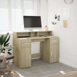 vidaXL Bureau met LED-verlichting 120x55x91 cm hout sonoma eikenkleur