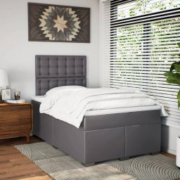 vidaXL Boxspring met matras kunstleer grijs 120x190 cm