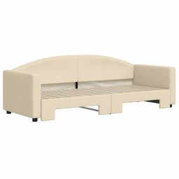 vidaXL Slaapbank met onderschuifbed 80x200 cm stof crèmekleurig