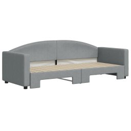 vidaXL Slaapbank met onderschuifbed 80x200 cm stof lichtgrijs
