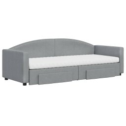vidaXL Slaapbank met onderschuifbed en lades 80x200 cm stof lichtgrijs