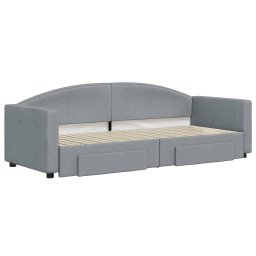 vidaXL Slaapbank met onderschuifbed en lades 80x200 cm stof lichtgrijs