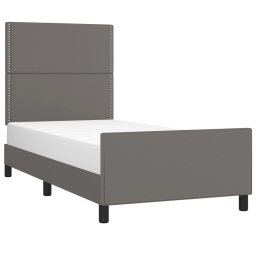 vidaXL Bedframe met hoofdbord kunstleer grijs 100x200 cm