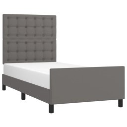 vidaXL Bedframe met hoofdbord kunstleer grijs 100x200 cm