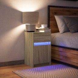 vidaXL Nachtkastje met LED-verlichting bewerkt hout sonoma eikenkleur