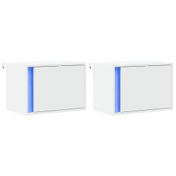 vidaXL Nachtkastjes met LED's 2 st wandgemonteerd wit