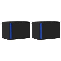 vidaXL Nachtkastjes met LED's 2 st wandgemonteerd zwart