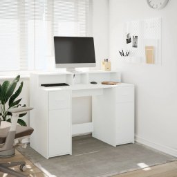 vidaXL Bureau met LED-verlichting 120x55x91 cm bewerkt hout wit