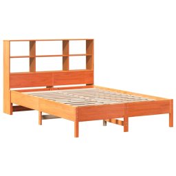 vidaXL Bed met boekenkast zonder matras grenenhout wasbruin 140x190 cm