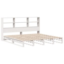 vidaXL Bed met boekenkast zonder matras massief hout wit 180x200 cm