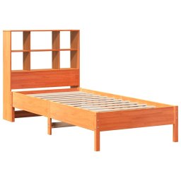 vidaXL Bed met boekenkast zonder matras grenenhout wasbruin 100x200 cm