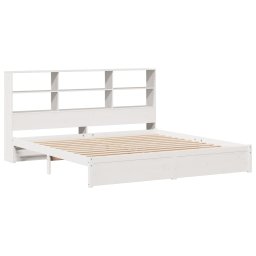 vidaXL Bed met boekenkast zonder matras grenenhout wit 180x200 cm