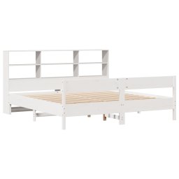 vidaXL Bed met boekenkast zonder matras grenenhout wit 180x200 cm