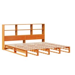 vidaXL Bed met boekenkast zonder matras hout wasbruin 200x200 cm