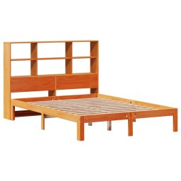 vidaXL Bed met boekenkast zonder matras grenenhout wasbruin 135x190 cm