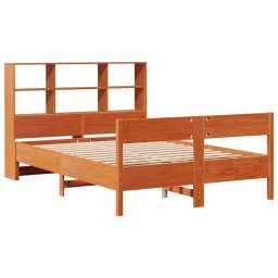 vidaXL Bed met boekenkast zonder matras grenenhout wasbruin 140x190 cm