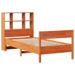 vidaXL Bed met boekenkast zonder matras grenenhout wasbruin 75x190 cm