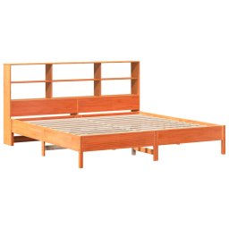 vidaXL Bed met boekenkast zonder matras grenenhout wasbruin 200x200 cm