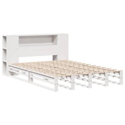 vidaXL Bed met boekenkast zonder matras massief hout wit 150x200 cm