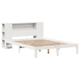 vidaXL Bed met boekenkast zonder matras grenenhout wit 150x200 cm