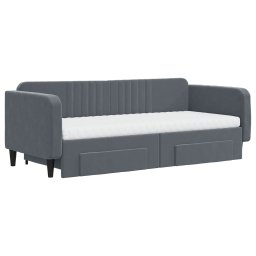 vidaXL Slaapbank onderschuifbed en lades 90x200 cm fluweel donkergrijs