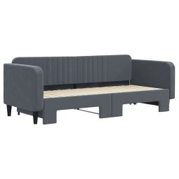 vidaXL Slaapbank met onderschuifbed 90x200 cm fluweel donkergrijs