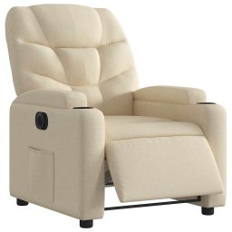 vidaXL Fauteuil verstelbaar elektrisch stof crèmekleurig