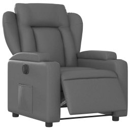 vidaXL Fauteuil verstelbaar elektrisch kunstleer grijs