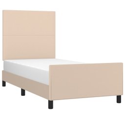 vidaXL Bedframe met hoofdbord kunstleer cappuccinokleurig 90x200 cm