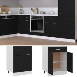 vidaXL Onderkast met lade Lyon 60x46x81,5 cm bewerkt hout zwart