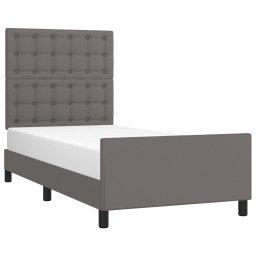 vidaXL Bedframe met hoofdbord kunstleer grijs 80x200 cm
