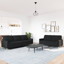 vidaXL 2-delige Loungeset stof zwart