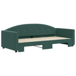 vidaXL Slaapbank met onderschuifbed 90x200 cm fluweel donkergroen