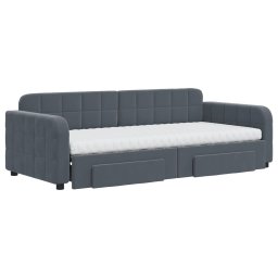 vidaXL Slaapbank onderschuifbed en lades 90x200 cm fluweel donkergrijs