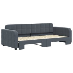 vidaXL Slaapbank met onderschuifbed 90x200 cm fluweel donkergrijs