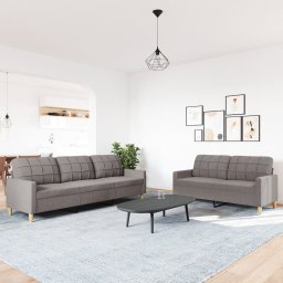 vidaXL 2-delige Loungeset stof taupe