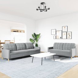 vidaXL 2-delige Loungeset stof lichtgrijs