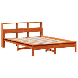 vidaXL Bed met boekenkast zonder matras grenenhout wasbruin 120x200 cm