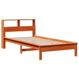 vidaXL Bed met boekenkast zonder matras grenenhout wasbruin 75x190 cm