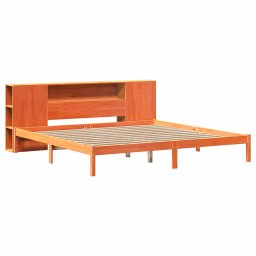 vidaXL Bed met boekenkast zonder matras grenenhout wasbruin 200x200 cm