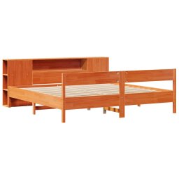 vidaXL Bed met boekenkast zonder matras grenenhout wasbruin 200x200 cm