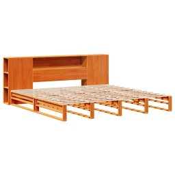 vidaXL Bed met boekenkast zonder matras hout wasbruin 200x200 cm